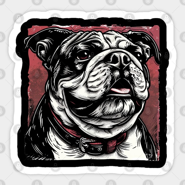 Retro Art Bulldog Dog Lover Sticker by June Sixteen